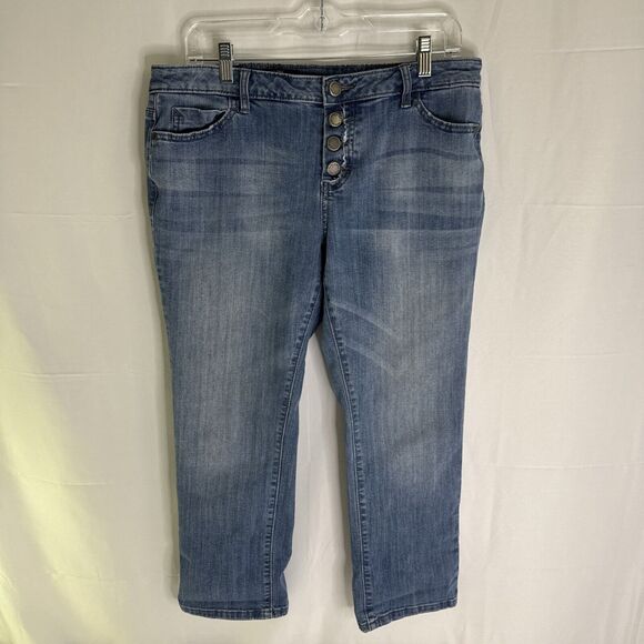 Simply Vera Vera Wang Capris Womens 12P Mid Rise Blue Denim Stretch‎ - Picture 1 of 7